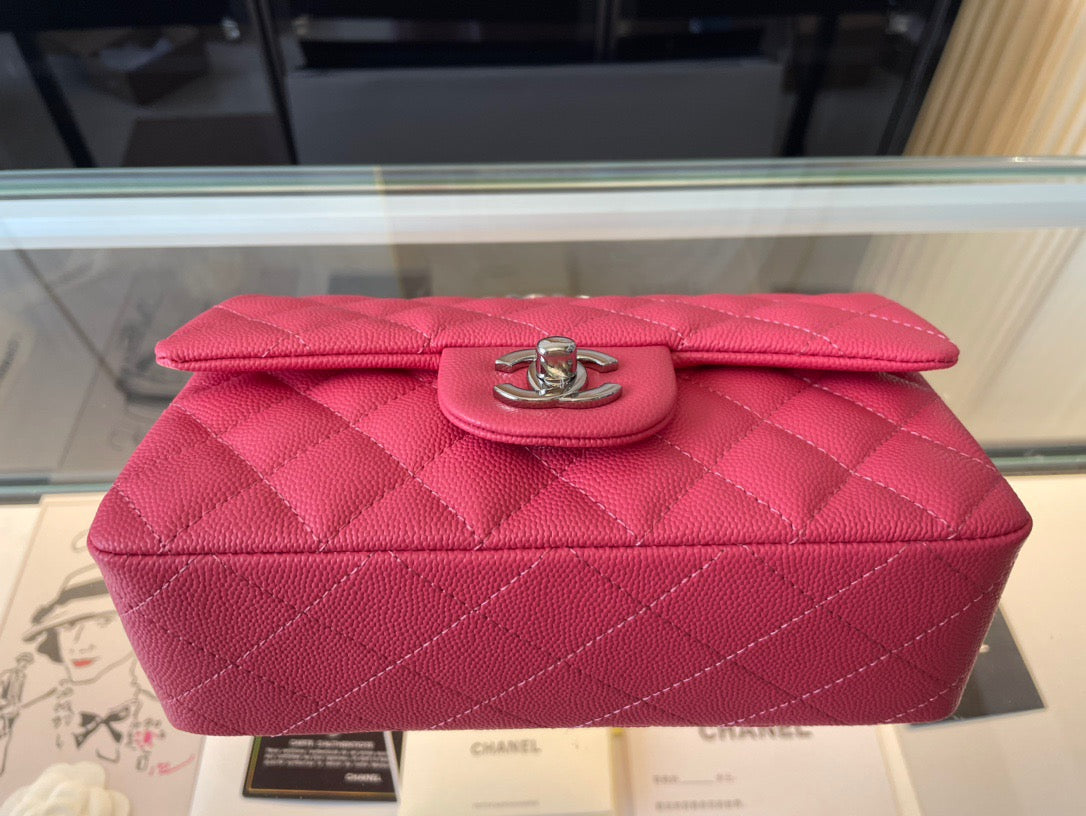 Chanel Mini Flap In Rose Red Calfskin