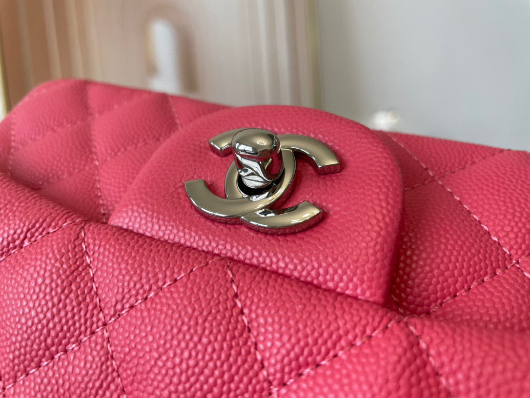 Chanel Mini Flap In Rose Red Calfskin