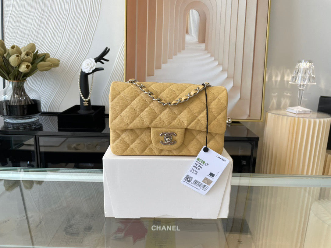 Chanel Mini Flap In Light Yellow Calfskin