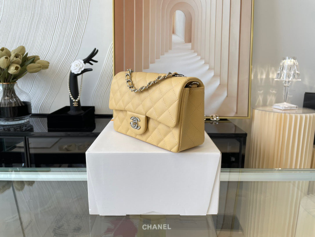 Chanel Mini Flap In Light Yellow Calfskin