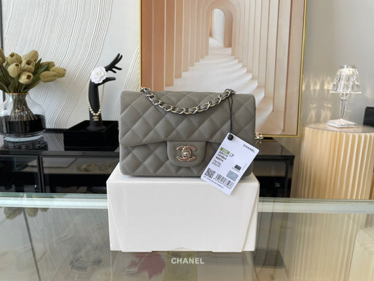 Chanel Mini Flap In Gray Calfskin