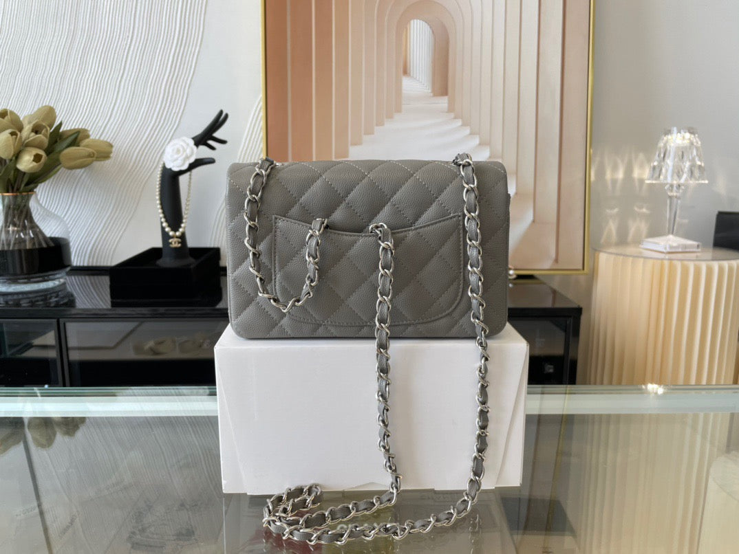 Chanel Mini Flap In Gray Calfskin