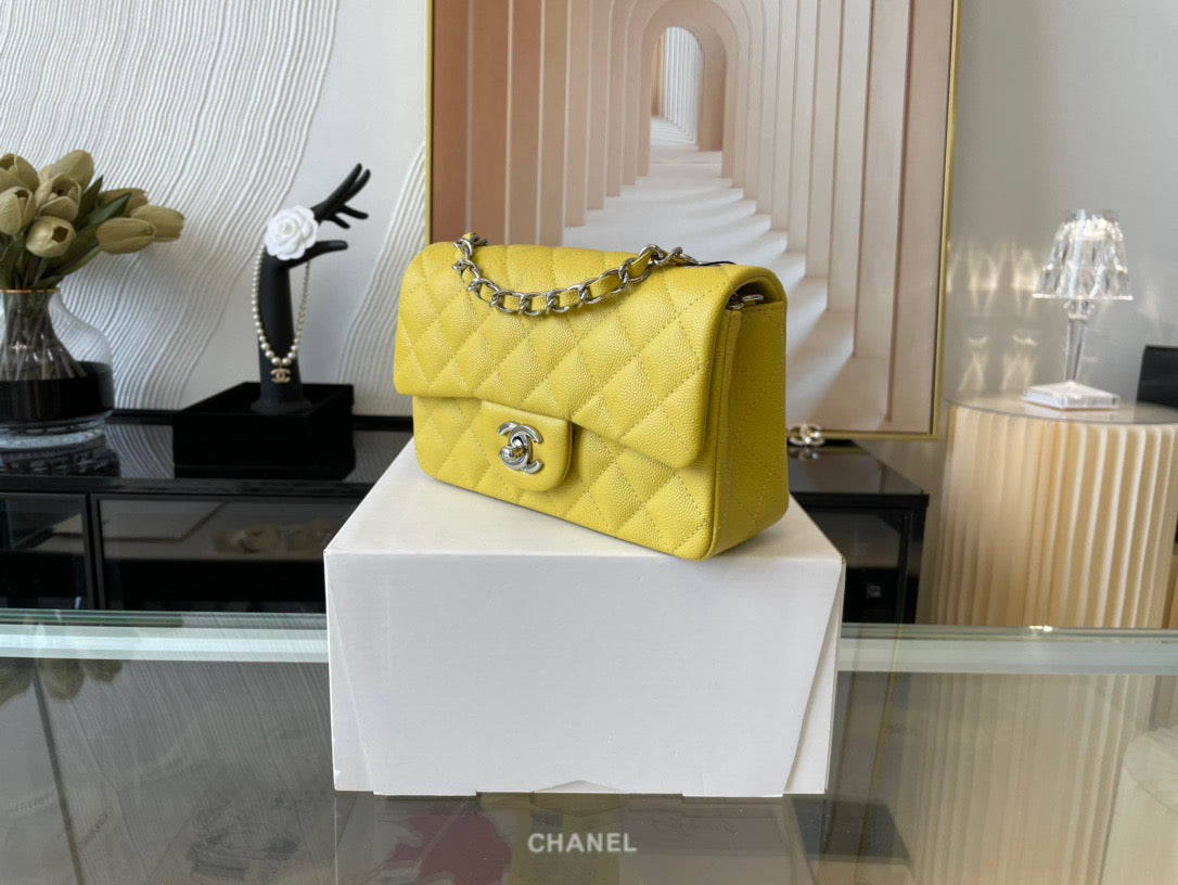 Chanel Mini Flap In Yellow Calfskin