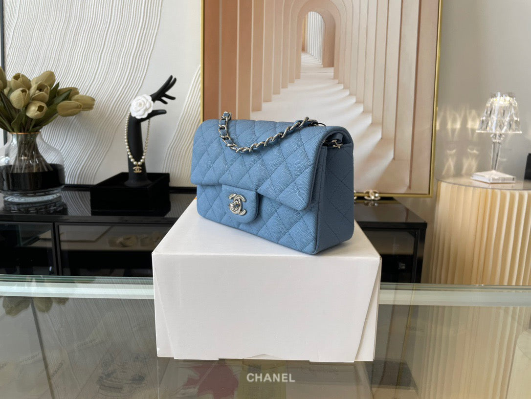 Chanel Mini Flap In Blue Calfskin