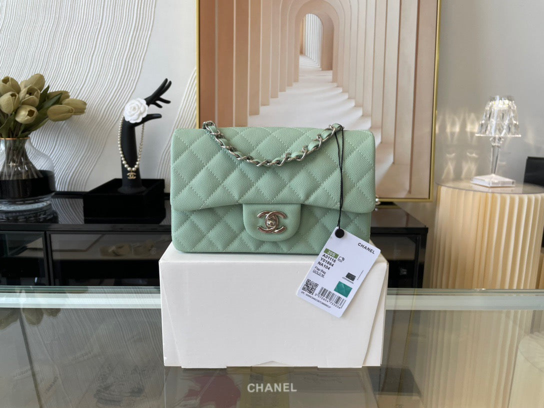 Chanel Mini Flap In Green Calfskin