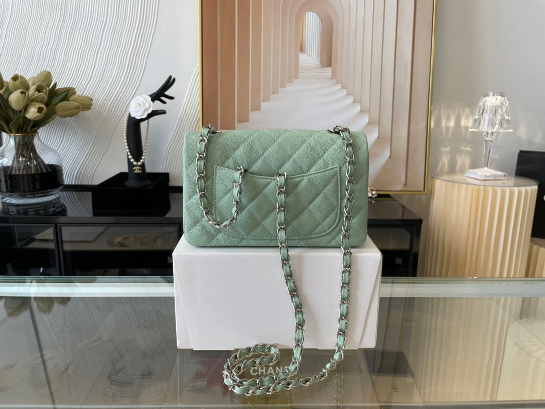 Chanel Mini Flap In Green Calfskin