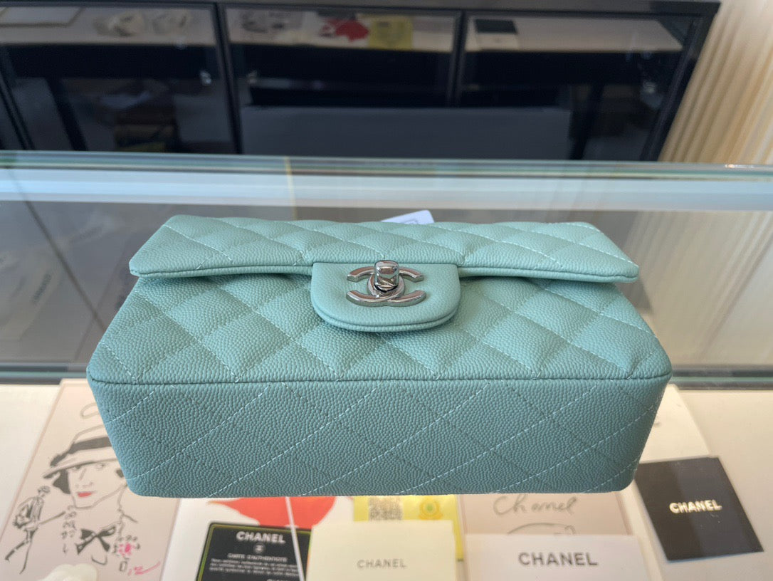 Chanel Mini Flap In Green Calfskin