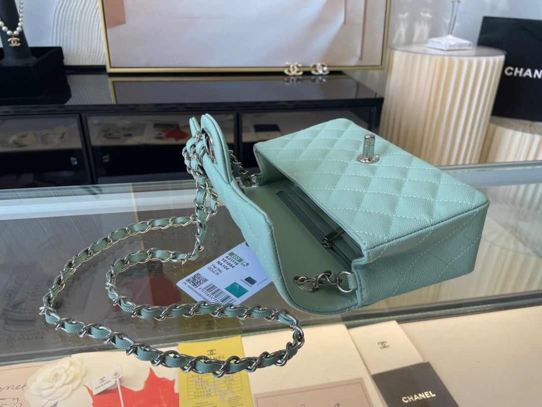 Chanel Mini Flap In Green Calfskin