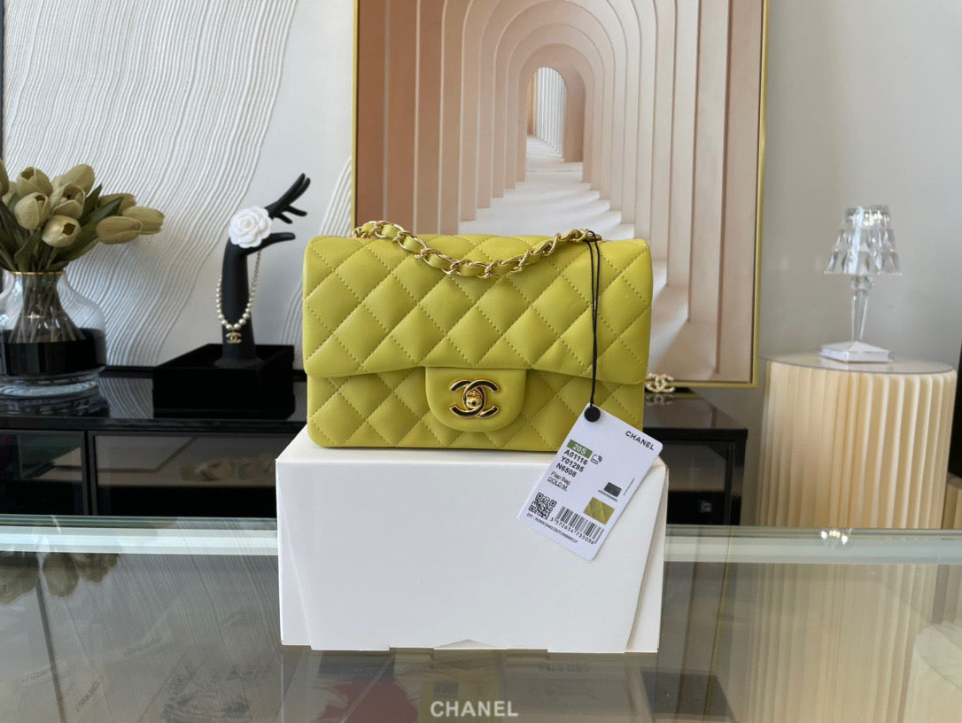 Chanel Mini Flap In Light Yellow Lambskin