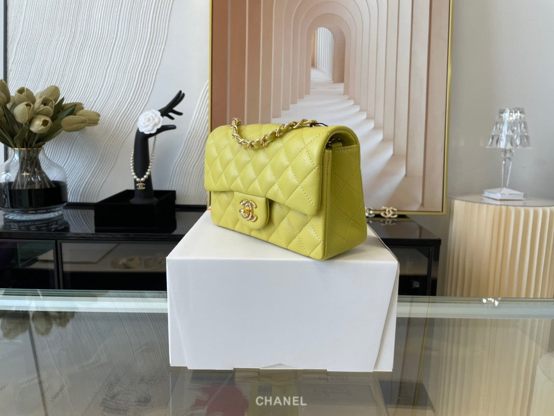 Chanel Mini Flap In Light Yellow Lambskin