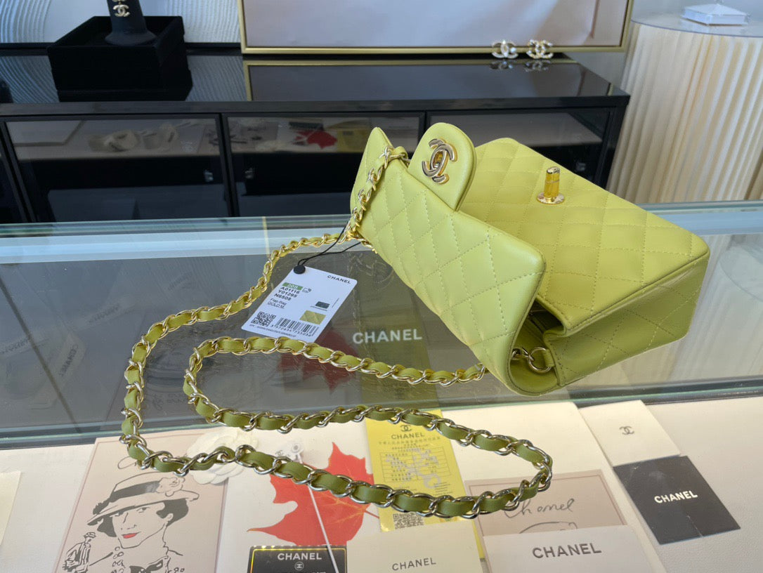 Chanel Mini Flap In Light Yellow Lambskin