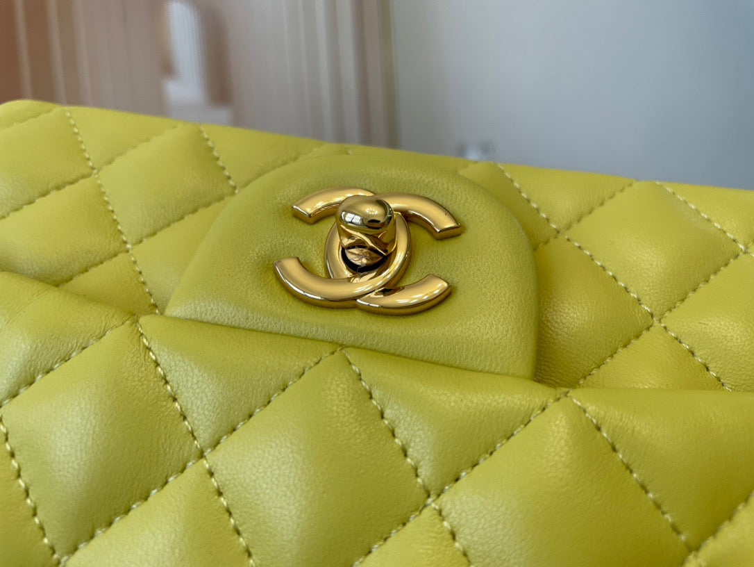 Chanel Mini Flap In Light Yellow Lambskin