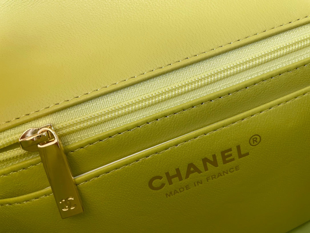 Chanel Mini Flap In Light Yellow Lambskin