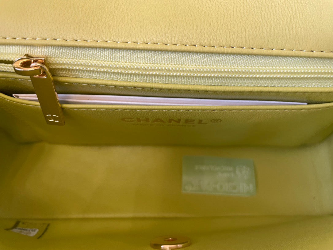 Chanel Mini Flap In Light Yellow Lambskin