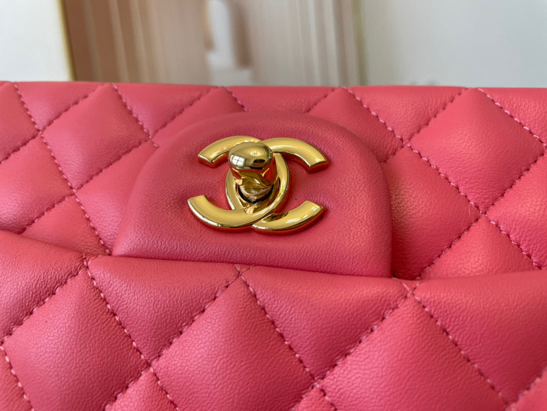 Chanel Mini Flap In Rose Red Lambskin