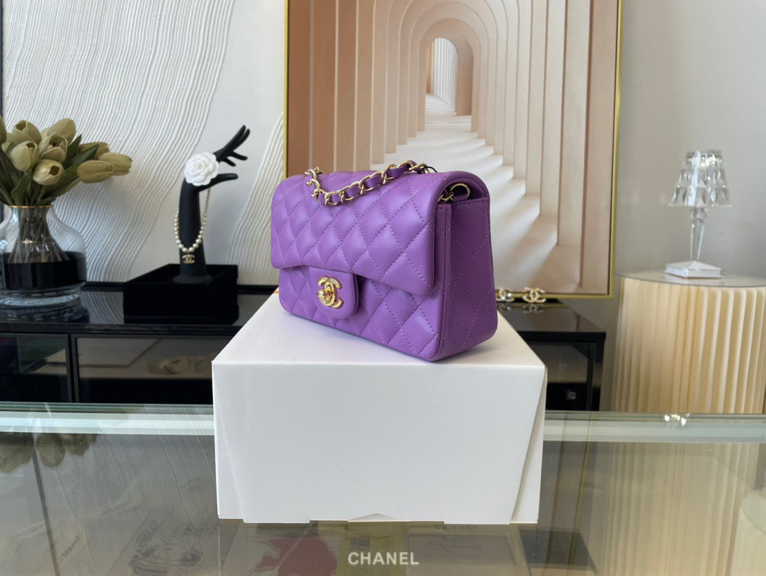 Chanel Mini Flap In Purple Lambskin