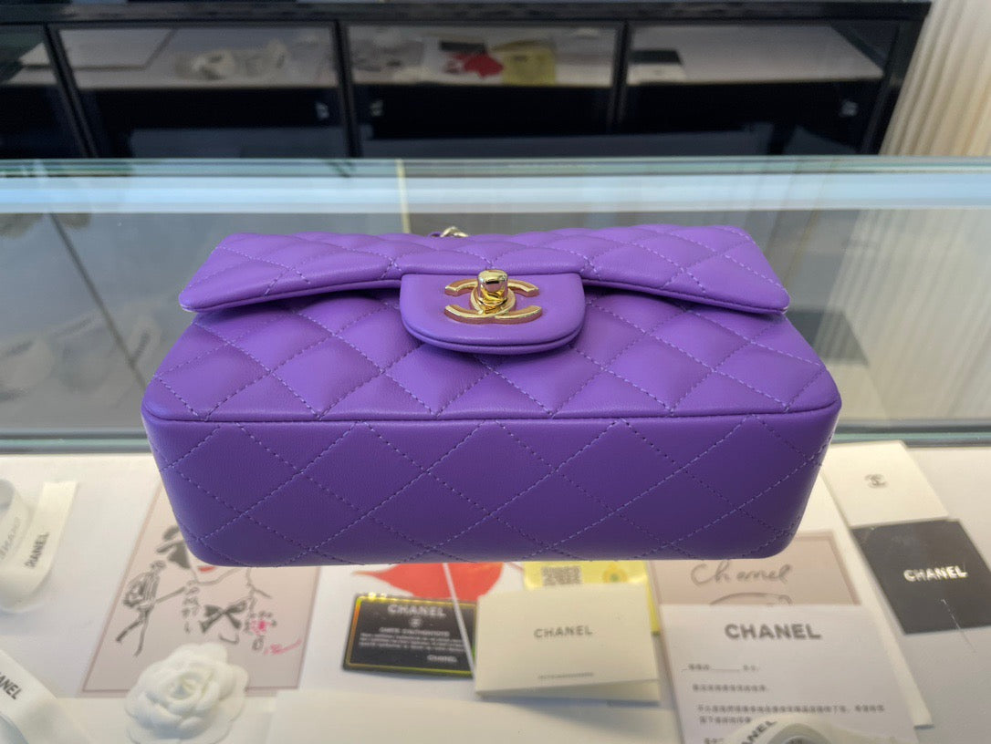 Chanel Mini Flap In Purple Lambskin