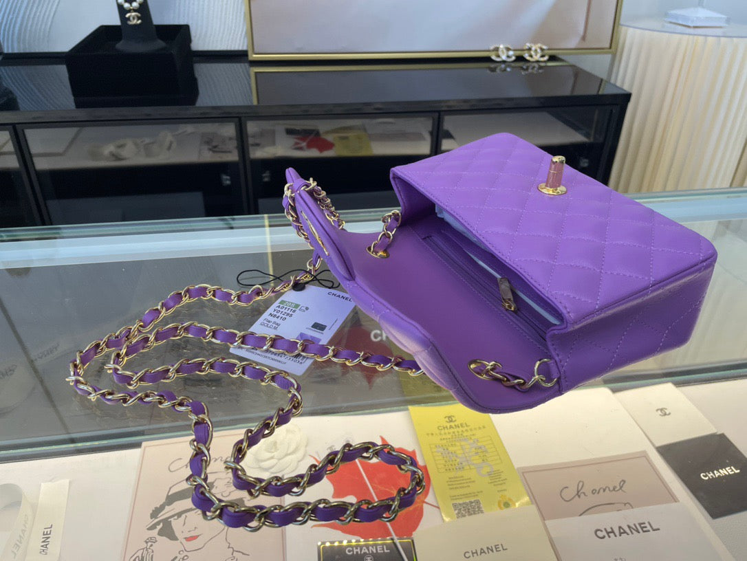 Chanel Mini Flap In Purple Lambskin