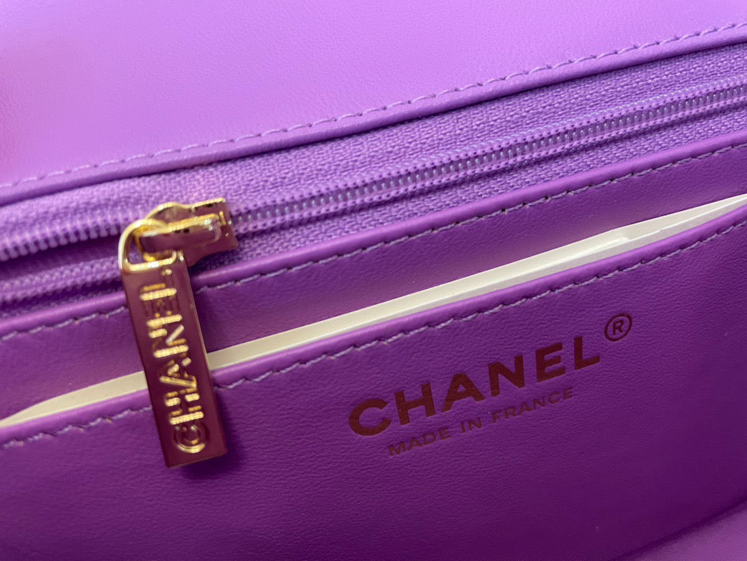 Chanel Mini Flap In Purple Lambskin