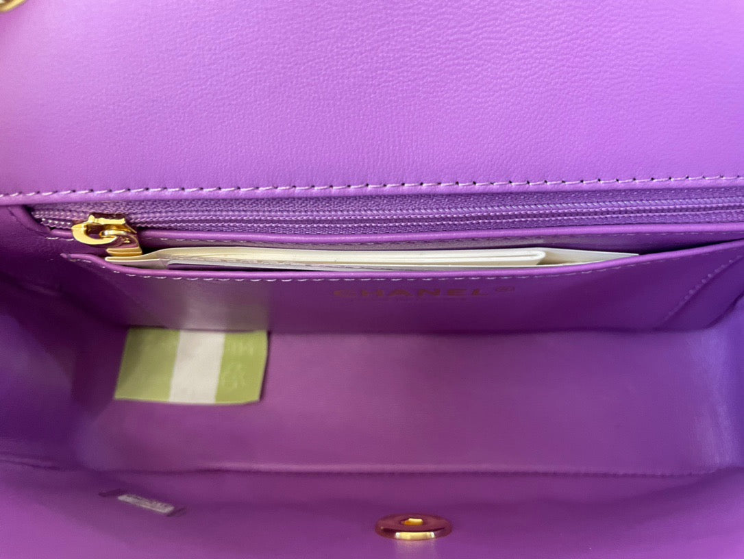 Chanel Mini Flap In Purple Lambskin