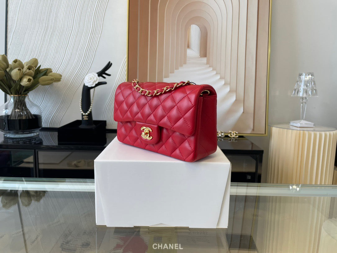 Chanel Mini Flap In Red Lambskin