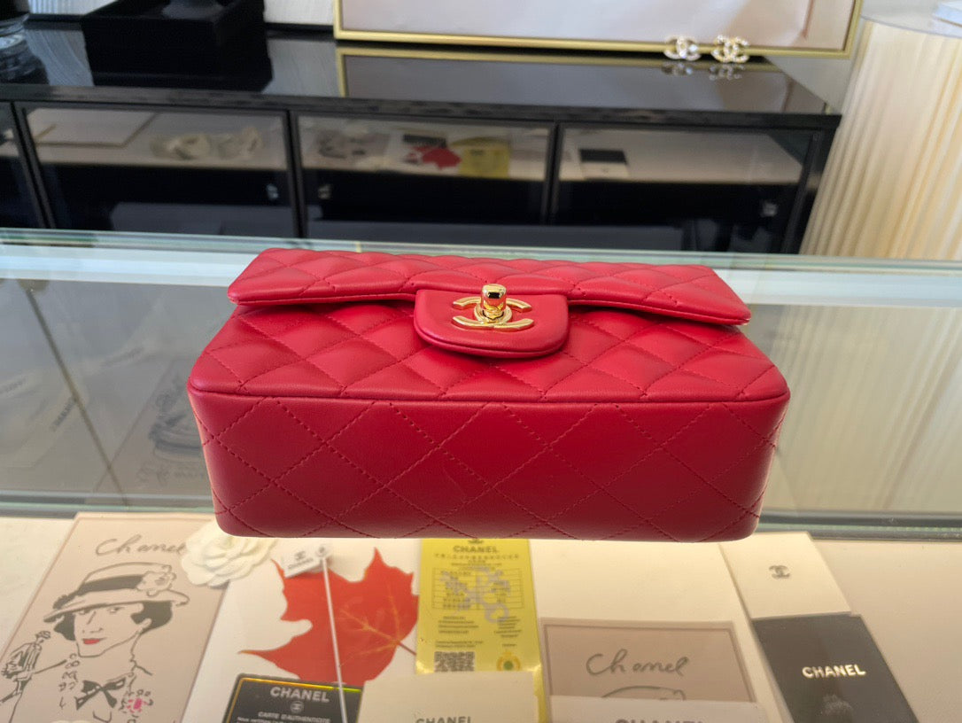 Chanel Mini Flap In Red Lambskin