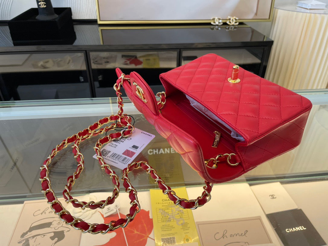 Chanel Mini Flap In Red Lambskin