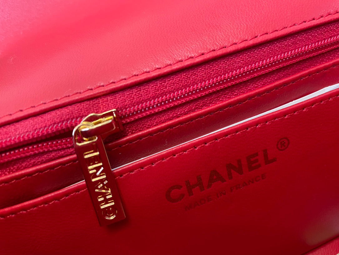 Chanel Mini Flap In Red Lambskin