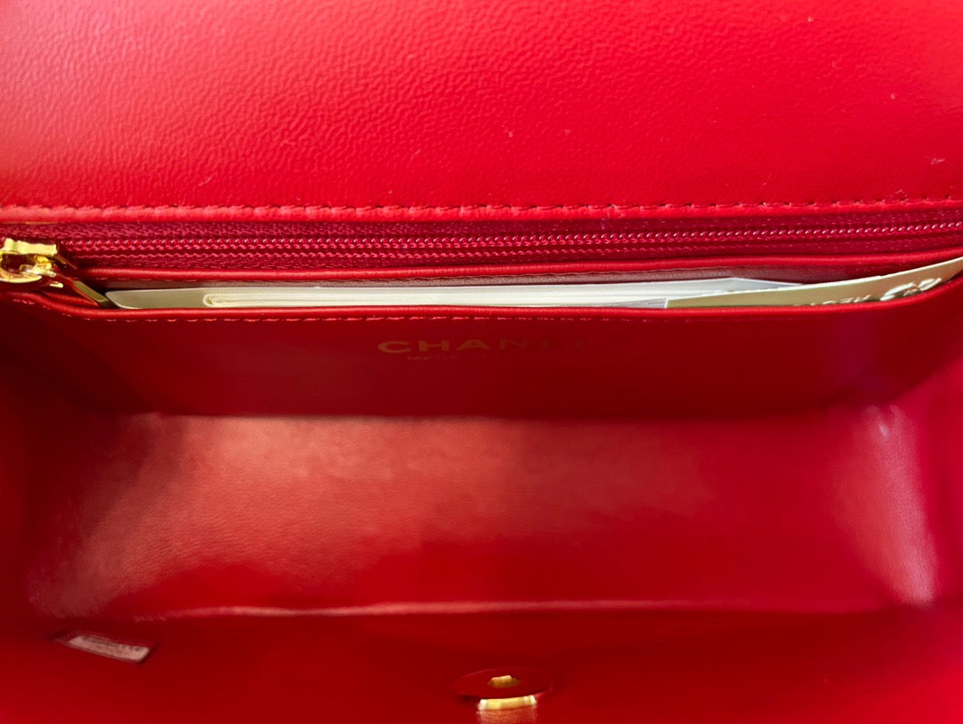 Chanel Mini Flap In Red Lambskin