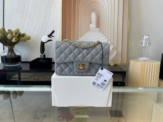 Chanel Mini Flap In Gray Lambskin