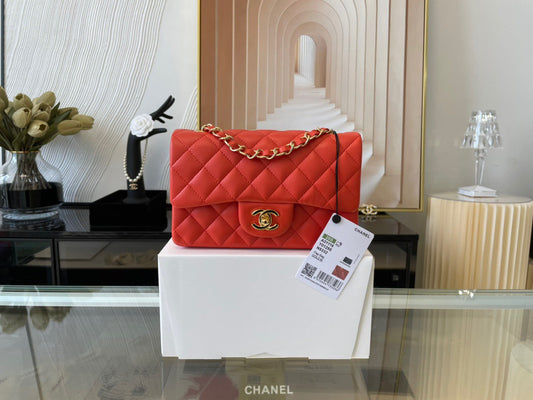 Chanel Mini Flap In Orange Lambskin