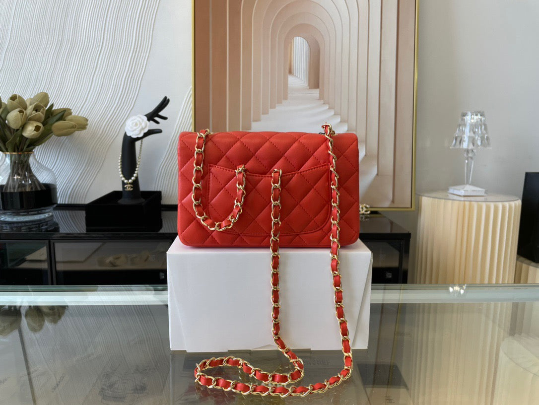 Chanel Mini Flap In Orange Lambskin