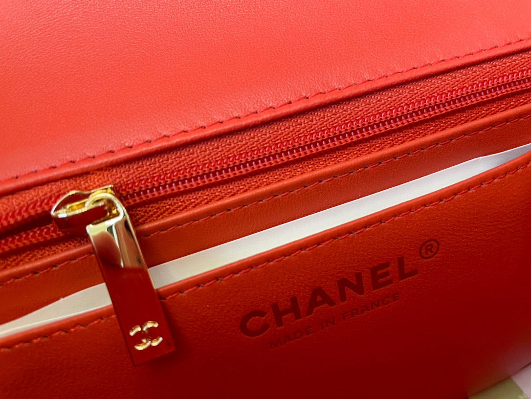 Chanel Mini Flap In Orange Lambskin