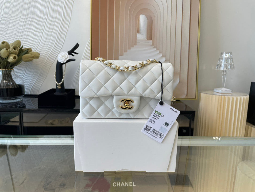 Chanel Mini Flap In White Lambskin