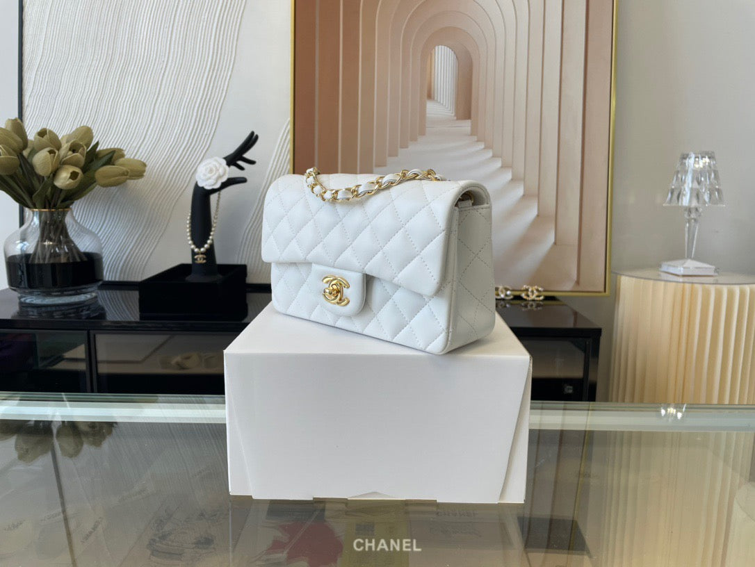 Chanel Mini Flap In White Lambskin