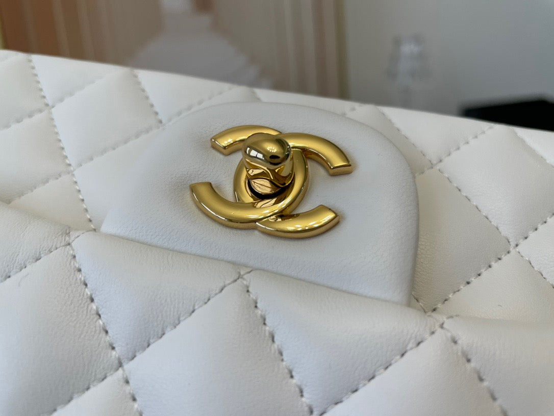 Chanel Mini Flap In White Lambskin