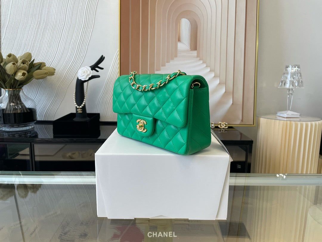 Chanel Mini Flap In Green Lambskin