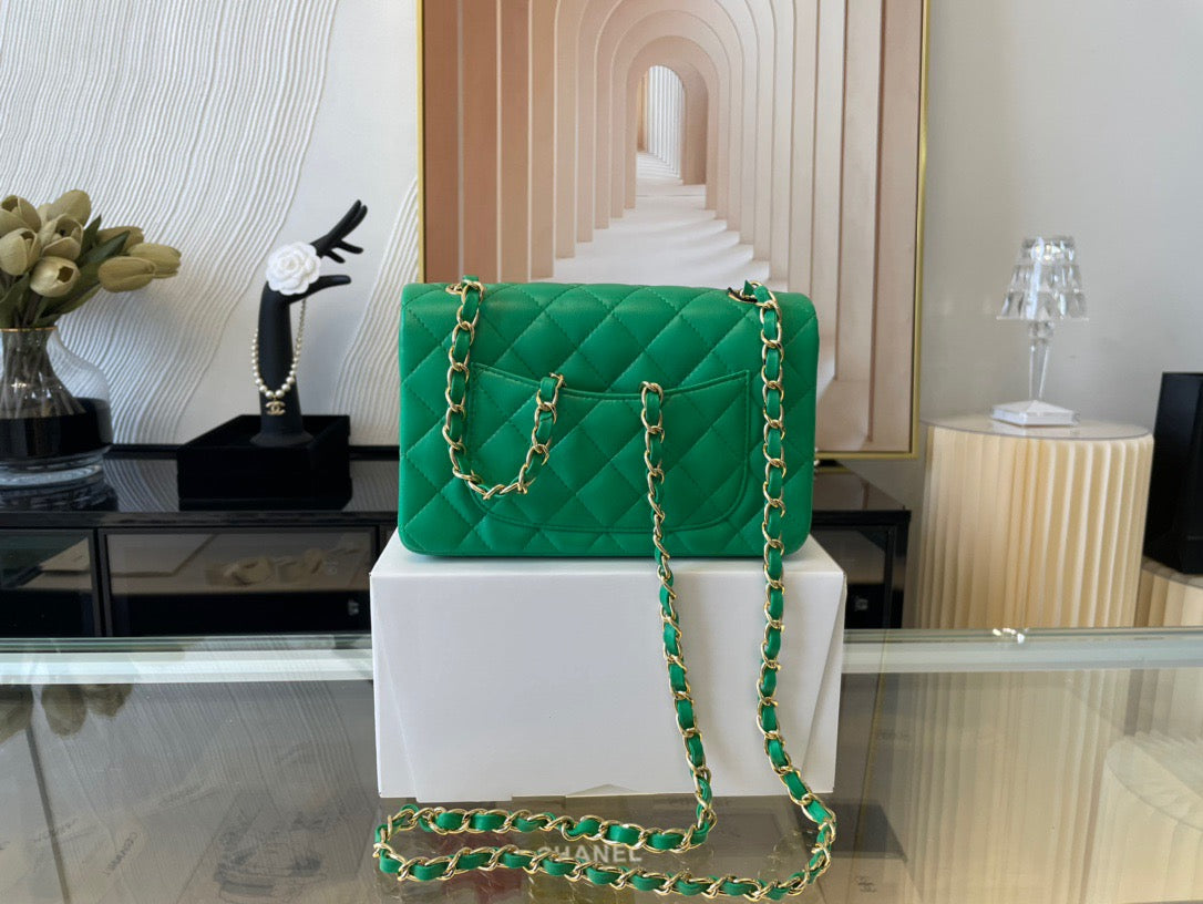 Chanel Mini Flap In Green Lambskin