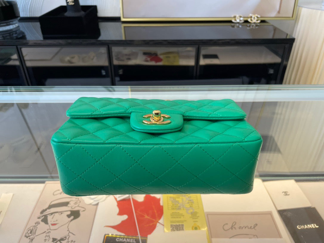 Chanel Mini Flap In Green Lambskin