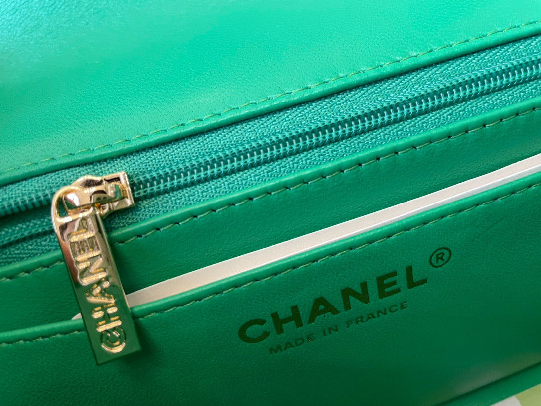 Chanel Mini Flap In Green Lambskin