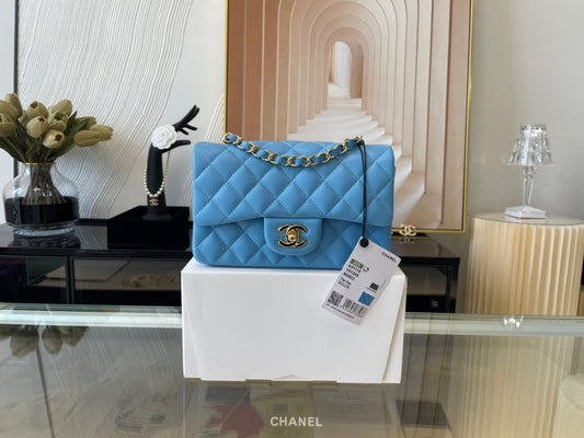 Chanel Mini Flap In Blue Lambskin