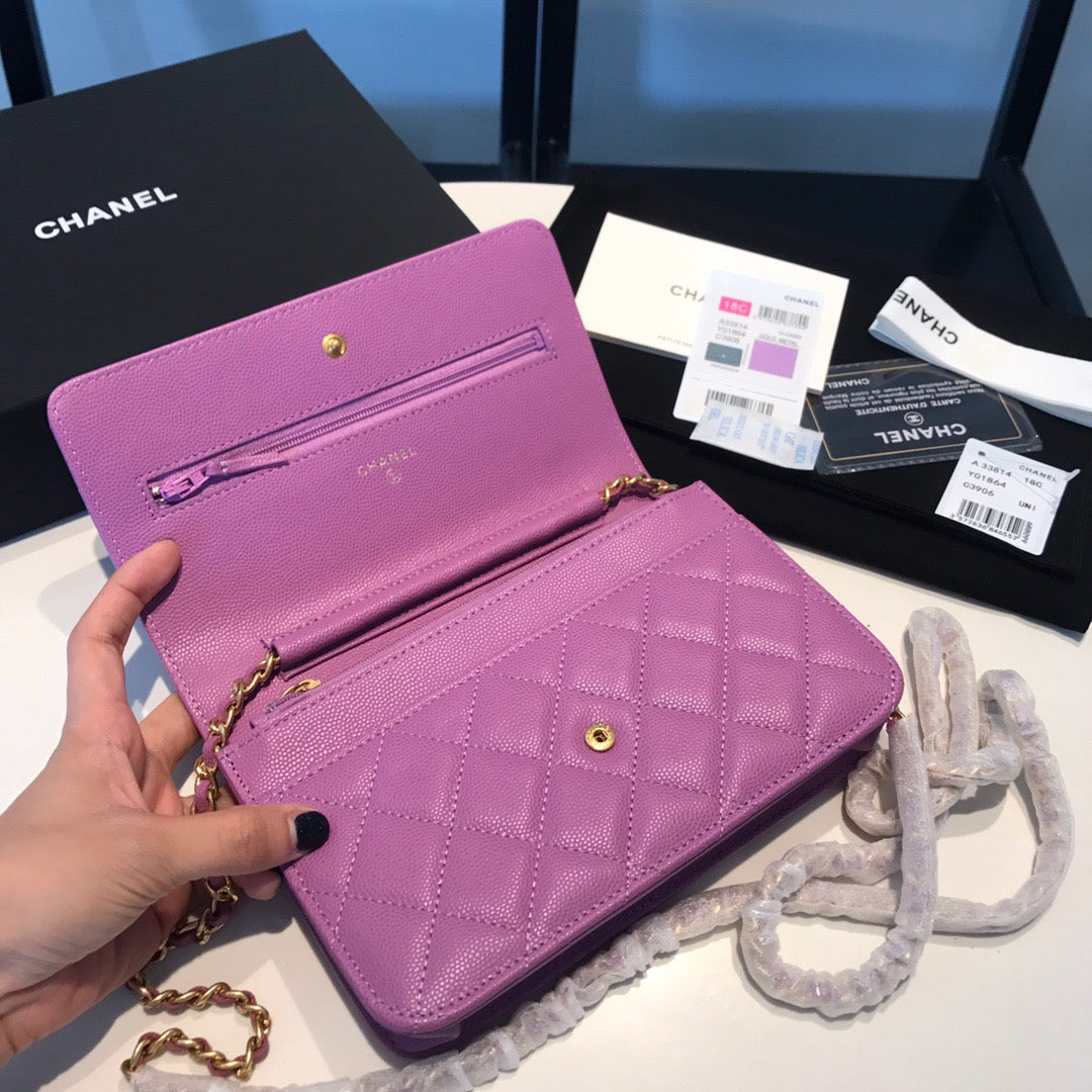 Chanel Wallet On Chain In Purple Calfskin