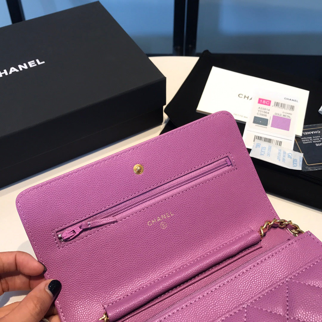 Chanel Wallet On Chain In Purple Calfskin