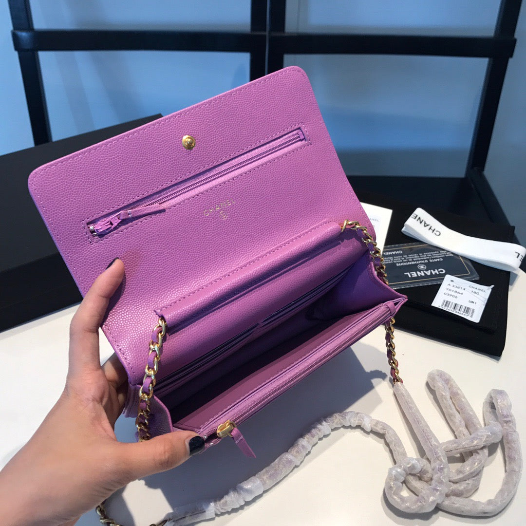 Chanel Wallet On Chain In Purple Calfskin