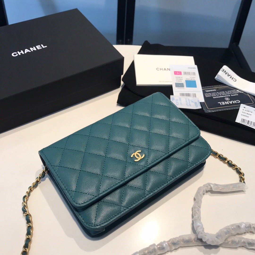 Chanel Wallet On Chain In Blue Jean Calfskin