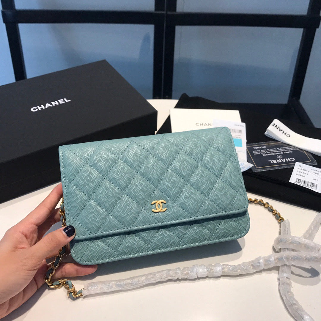 Chanel Wallet On Chain In Blue Pale Calfskin