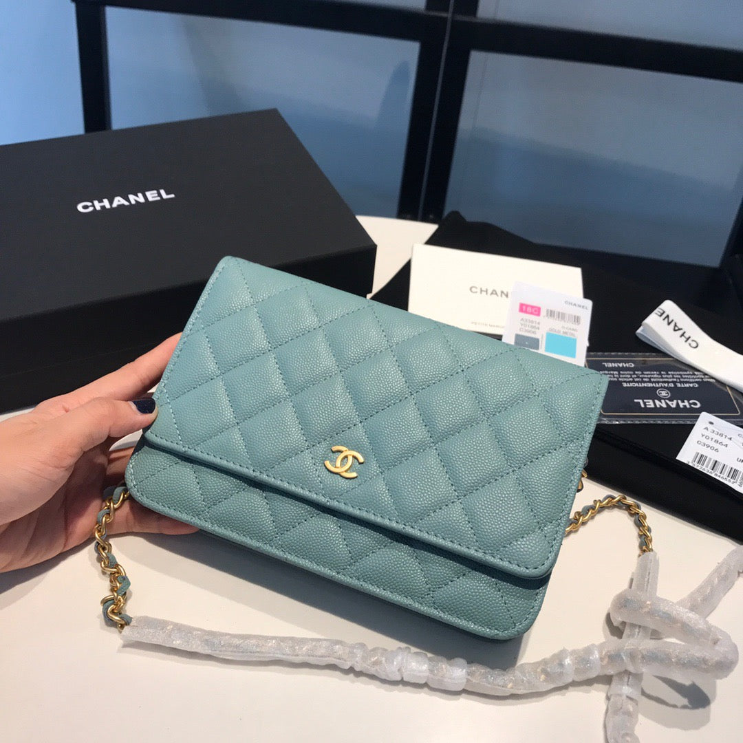 Chanel Wallet On Chain In Blue Pale Calfskin