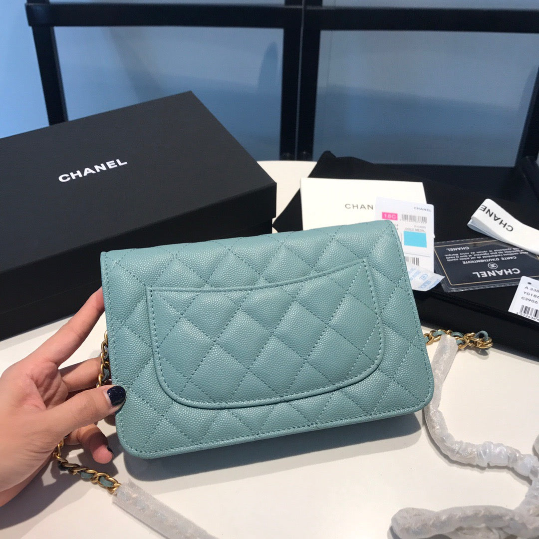 Chanel Wallet On Chain In Blue Pale Calfskin