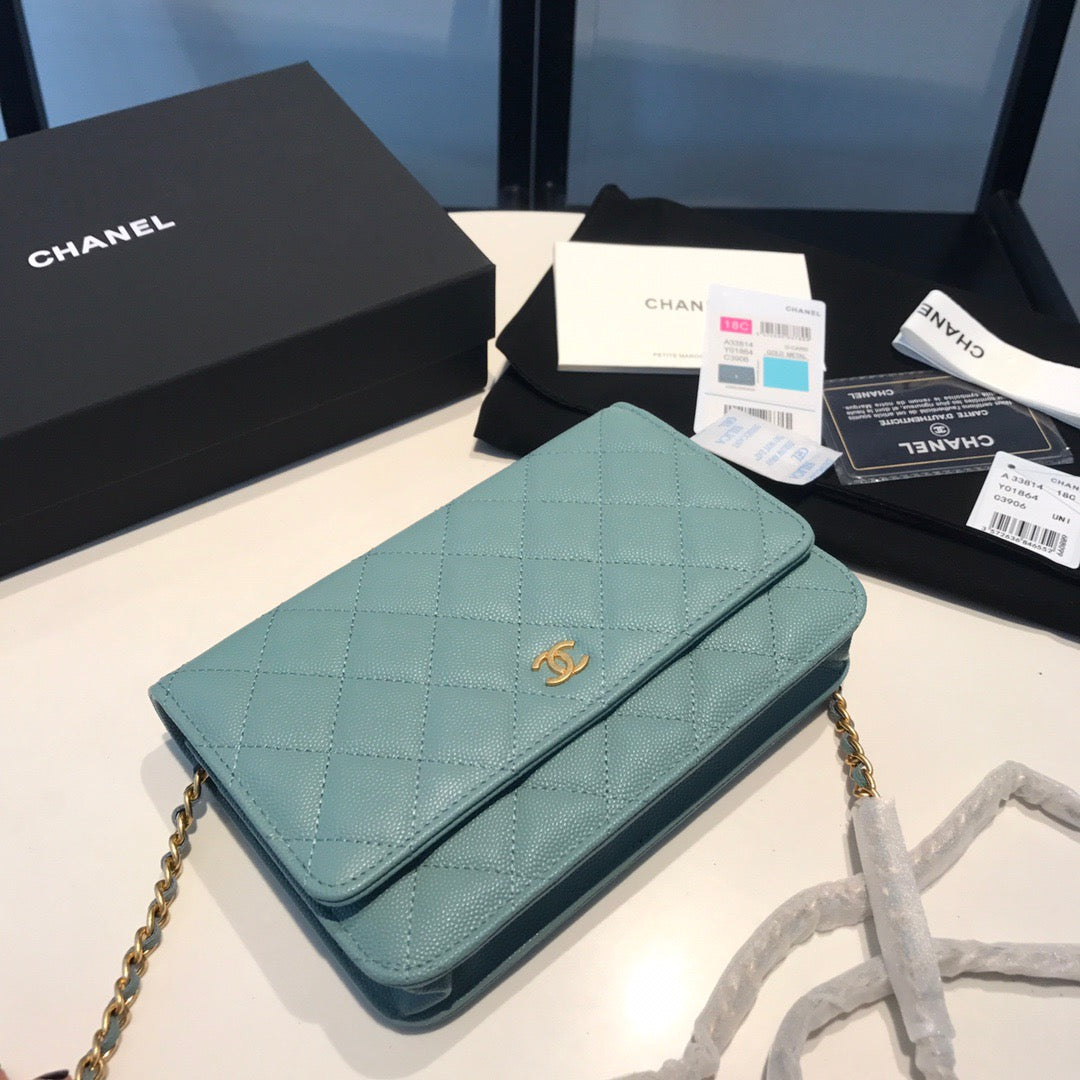 Chanel Wallet On Chain In Blue Pale Calfskin