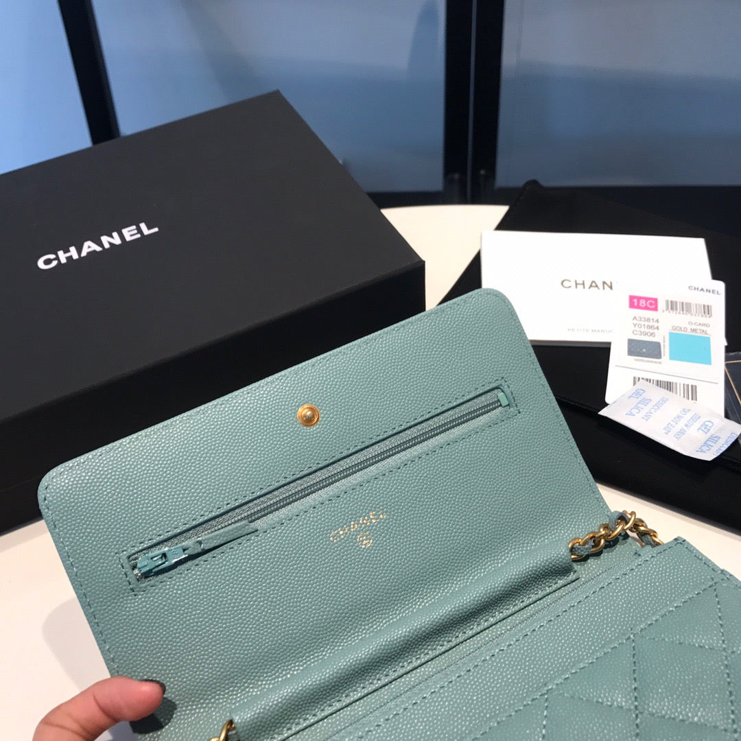 Chanel Wallet On Chain In Blue Pale Calfskin